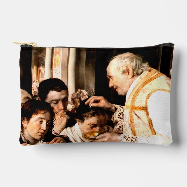 Small zippered pouch with Holy Communion Image (Front)