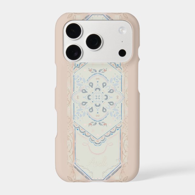 smallCUSTOM NAME Delicate Seashell Medallion, Iphone Case (Back)