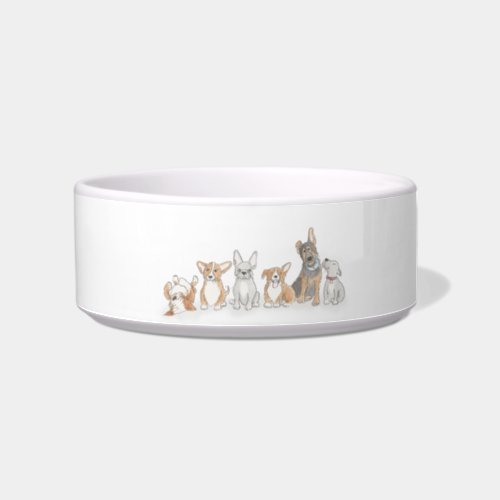 Smaller ceramic pet bowl with puppies design