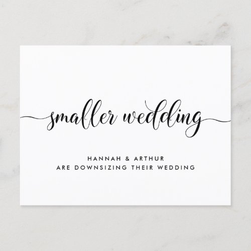 Smaller Downsized Wedding Calligraphy Announcement Postcard