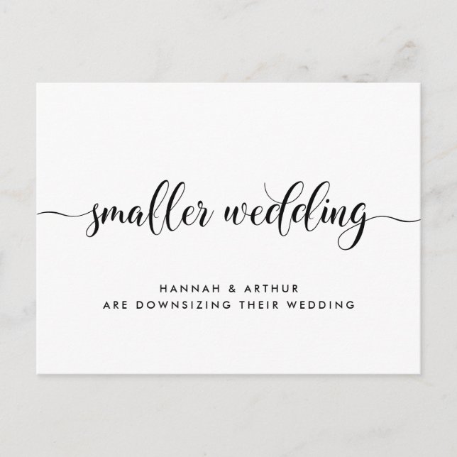 Smaller Downsized Wedding Calligraphy Announcement Postcard (Front)