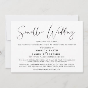 Smaller Downsized Wedding Change of Plans Elegant Announcement