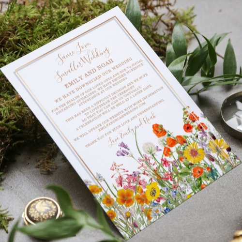 Smaller Downsized Wedding Colorful Wild Flowers Invitation