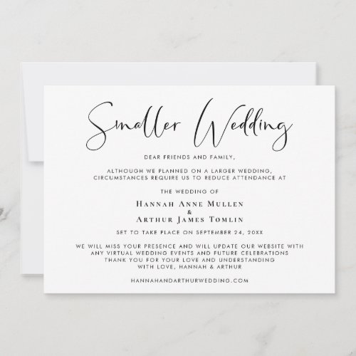 Smaller Downsized Wedding Elegant Announcement