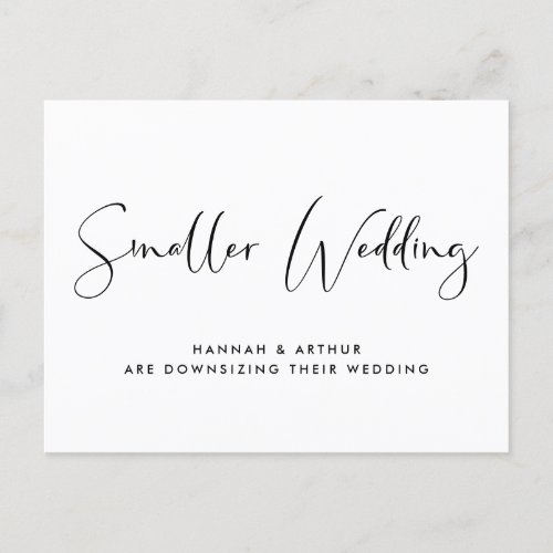Smaller Downsized Wedding Elegant Announcement Postcard