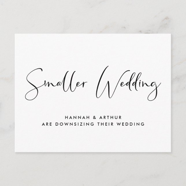 Smaller Downsized Wedding Elegant Announcement Postcard (Front)
