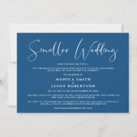 Smaller Downsized Wedding Elegant Classic Blue Announcement