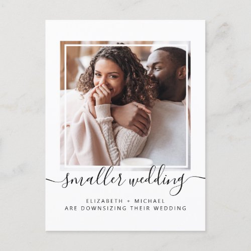 Smaller Downsized Wedding Minimal Photo Announcement Postcard