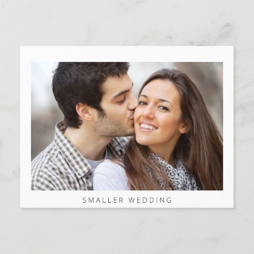 Smaller Downsized Wedding Photo Simple Modern Announcement Postcard