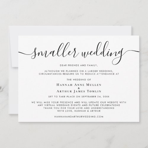 Smaller Downsized Wedding Script Announcement