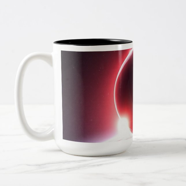 Smaller Planet Above a Larger Planet Two-Tone Coffee Mug (Left)