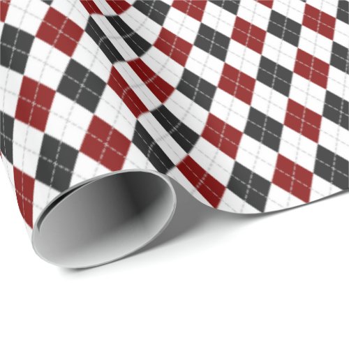 smaller red black white argyle plaid wrapping paper