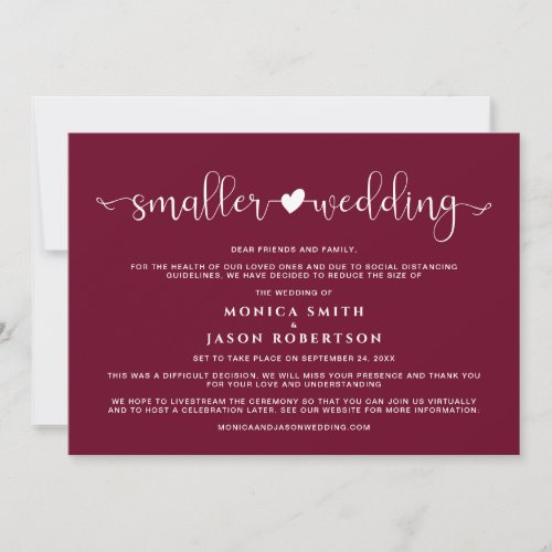 Smaller Reduced Wedding Update Burgundy Announcement