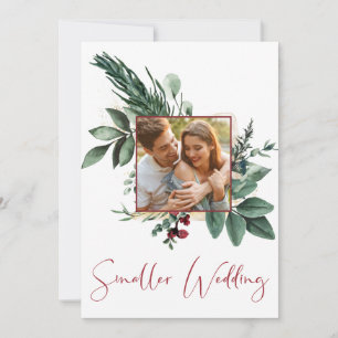 Smaller Wedding Photo Christmas Greenery Announcement