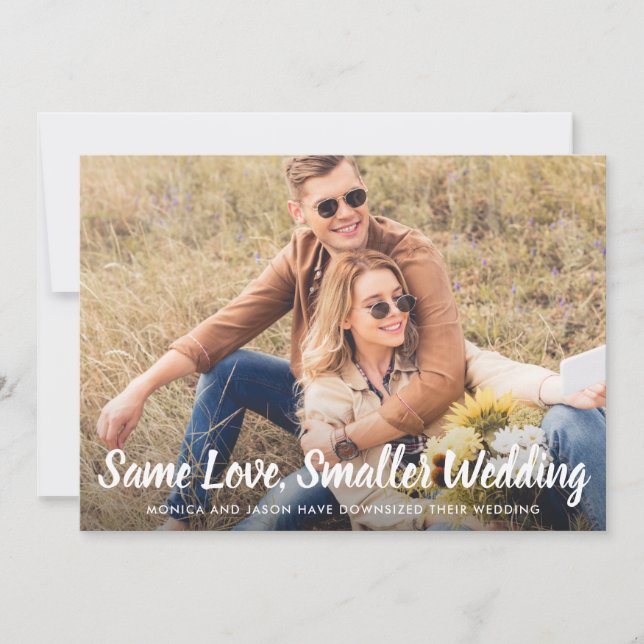 Smaller Wedding Same Love Photo Classic Blue Announcement (Front)