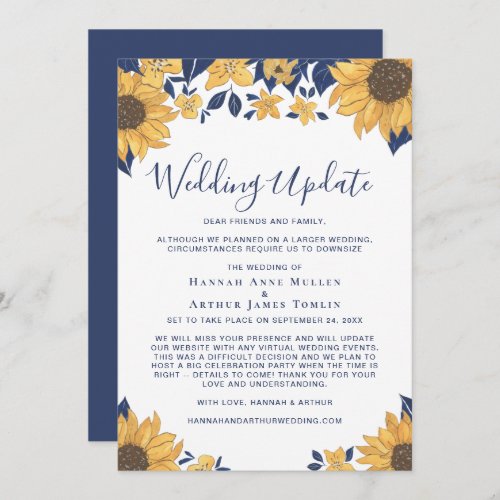 Smaller Wedding Update Sunflower Floral Announcement