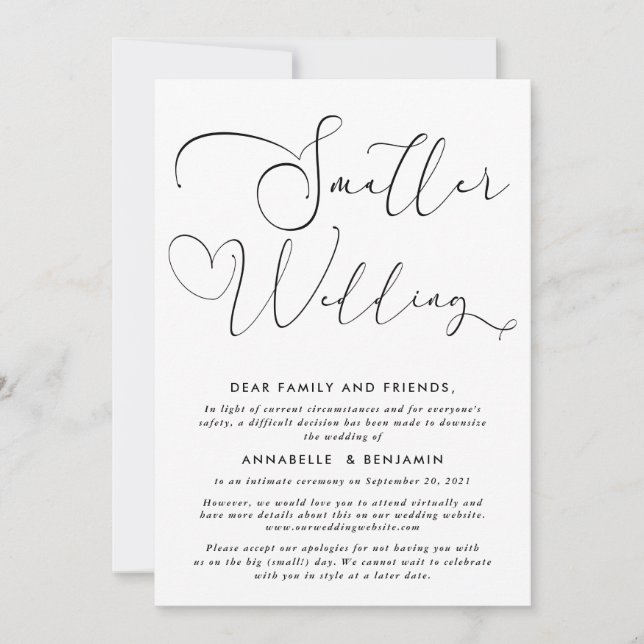 Smaller Wedding | We're Downsizing Announcement (Front)