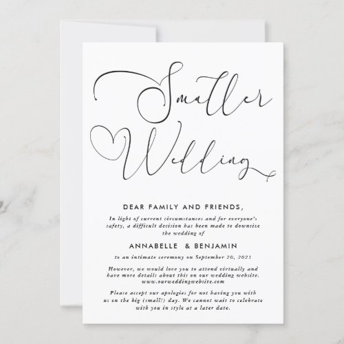 Smaller Wedding  Were Downsizing Announcement