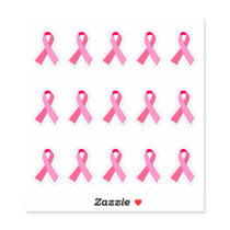 Smallish Breast Cancer Awareness Pink Ribbon X 15 Sticker