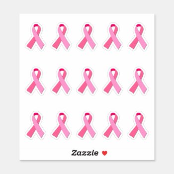 Smallish Breast Cancer Awareness Pink Ribbon X 15 Sticker by TerryBain at Zazzle