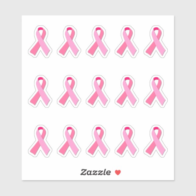 Smallish Breast Cancer Awareness Pink Ribbon X 15 Sticker (Sheet)