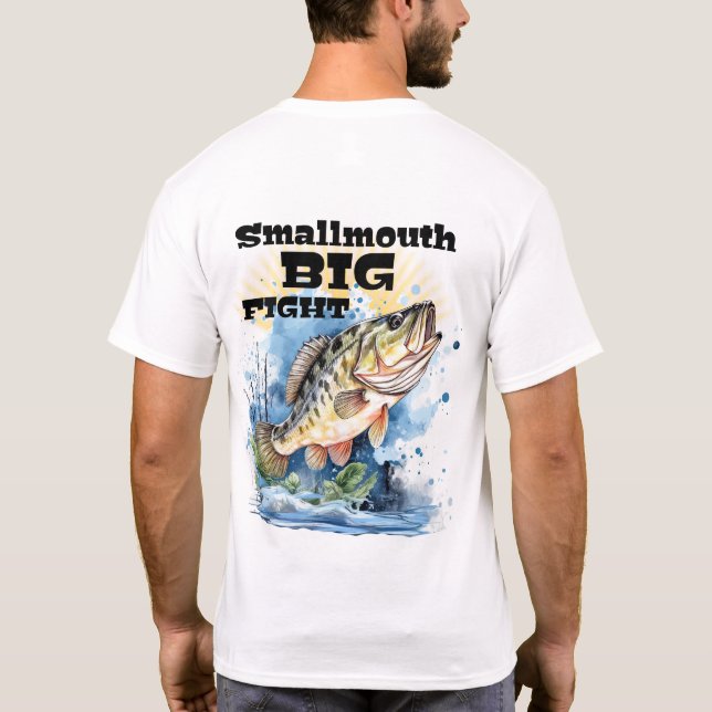Smallmouth Bass Big Fight Personalize NAME Fishing T-Shirt (Back)
