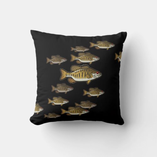 Smallmouth Bass Fish Designer Accent Square Pillow