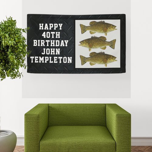 Smallmouth Bass Fishing Cool Mens Birthday Banner
