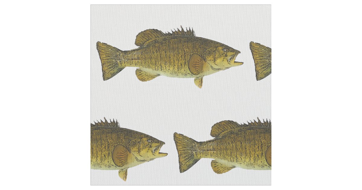 Smallmouth Bass Fishing Outdoors Cottage Fish Fabric