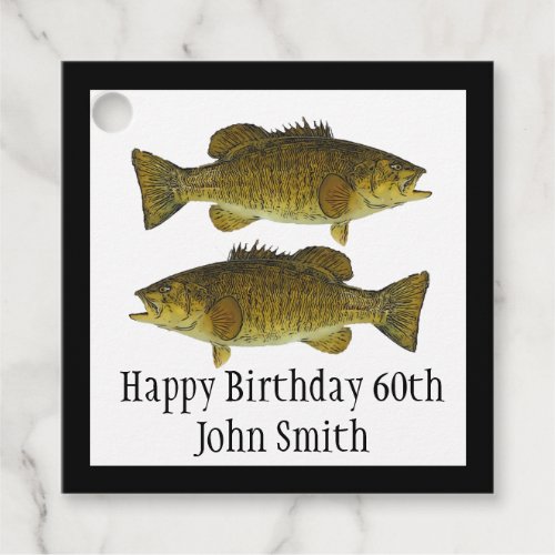 Smallmouth Bass Fishing Rustic Birthday Favor Tags