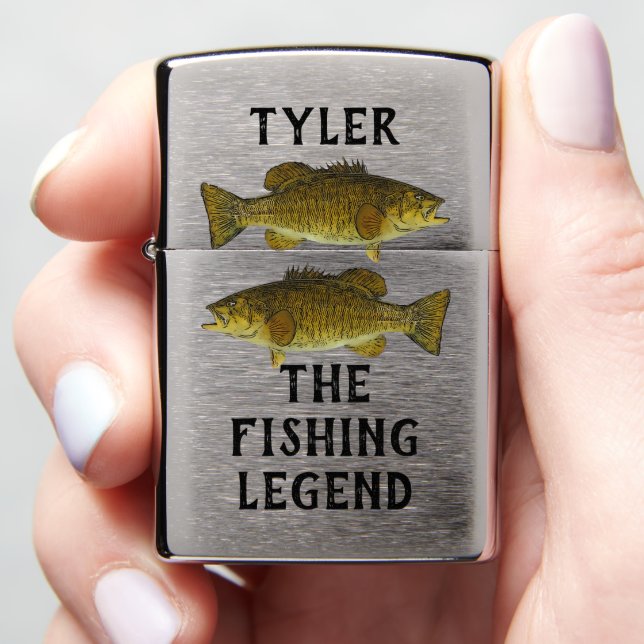 Smallmouth Bass Fishing The Legend Name  Zippo Lighter (In Hand)
