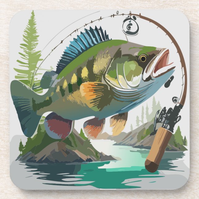Smallmouth Bass With Its Appropriate Tackle  Beverage Coaster (Front)