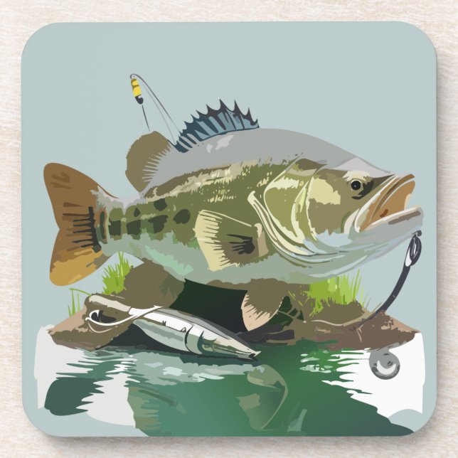 Smallmouth Bass With Its Appropriate Tackle  Beverage Coaster (Front)