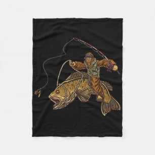 Smallmouth Byss Fishing Bigfoot Fisherman Fleece Blanket