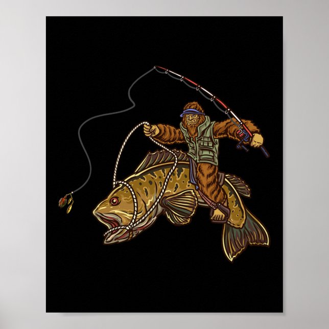 Smallmouth Byss Fishing Bigfoot Fisherman  Poster (Front)
