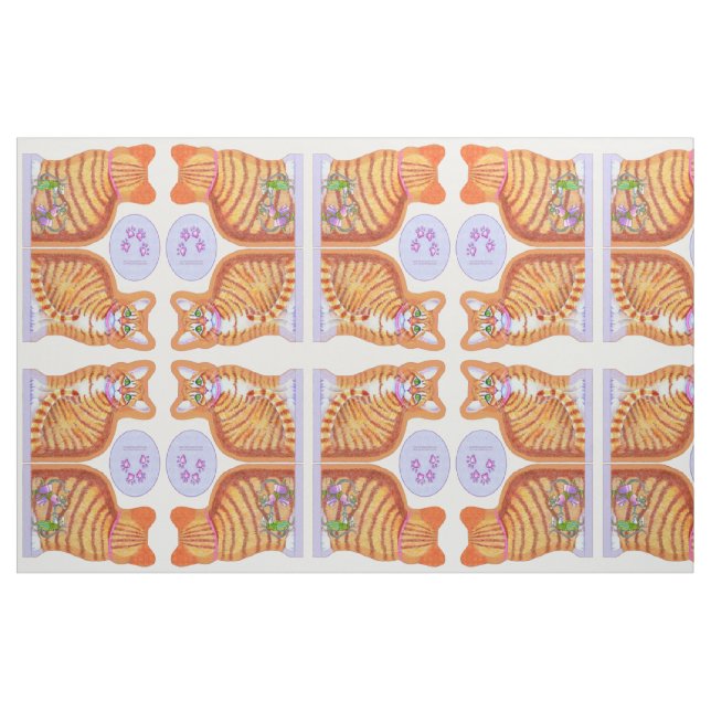 SmallTabby Cat with Dancing Mice Pillow 8 per yard Fabric (Yard)