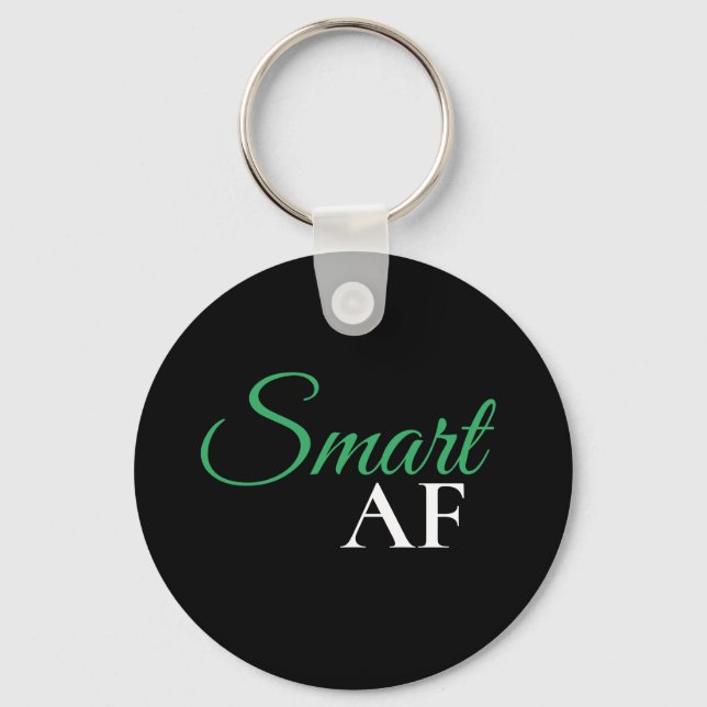 Smart AF Green Expression Statement Keychain (Front)