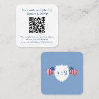 Smart All-American Red White Blue Wedding QR RSVP