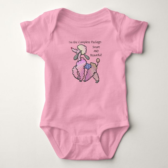 Smart and Beautiful - French Poodle Baby Bodysuit (Front)