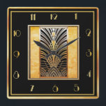 Smart Art Deco Square Wall Clock<br><div class="desc">I have created another smart looking art deco wall clock with a very art deco centre piece. This clock is sophisticated and smart and would look great on a wall in your home. This square wall clock measures 10 inches. A super clock for all art deco lovers.</div>