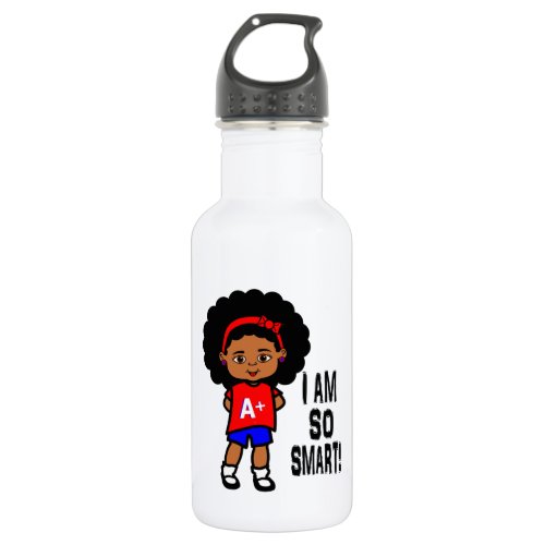 Smart Black Girl Image on Water Bottle