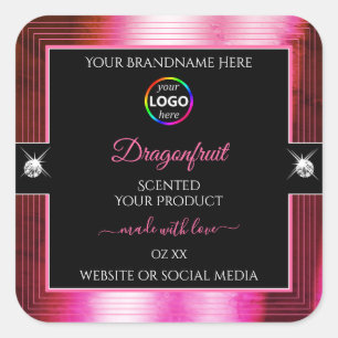 Smart Black Shiny Crimson Pink Logo Product Label