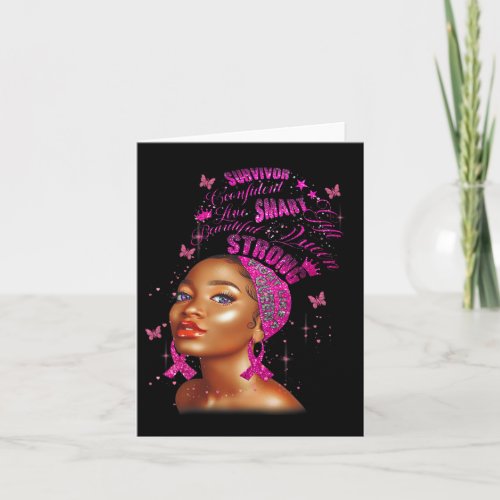 Smart Black Women Breast Cancer Survive Pink Ribbo Card