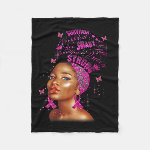 Smart Black Women Breast Cancer Survive Pink Ribbo Fleece Blanket