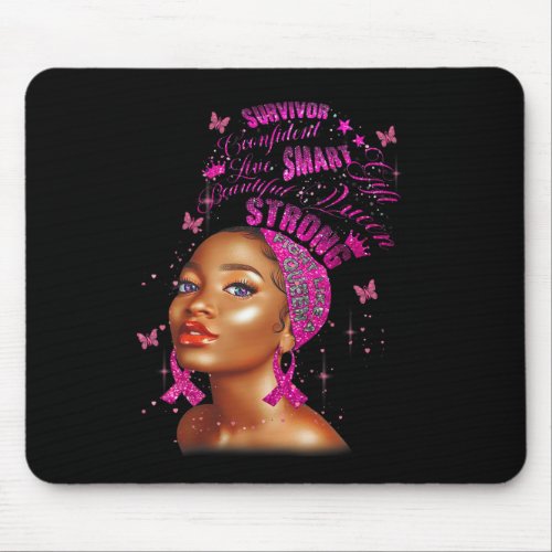 Smart Black Women Breast Cancer Survive Pink Ribbo Mouse Pad