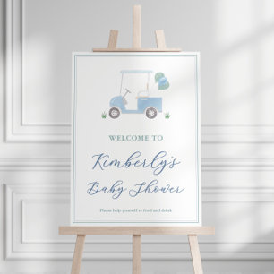Smart Blue And Green Golf Baby Shower Welcome Sign