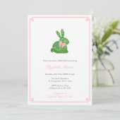 Smart Boxwood Bunny Rabbit Girl Baby Shower Party Invitation (Standing Front)