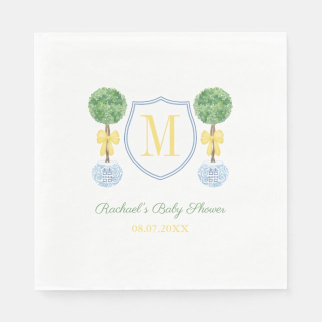 Smart Boxwood Monogram Baby or Wedding Shower Napkins (Front)