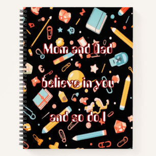 Smart Brain Cartoon Black Notebook for Kids