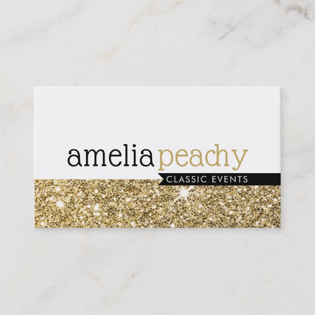 SMART BUSINESS CARD classy glamorous gold glitter (Front)